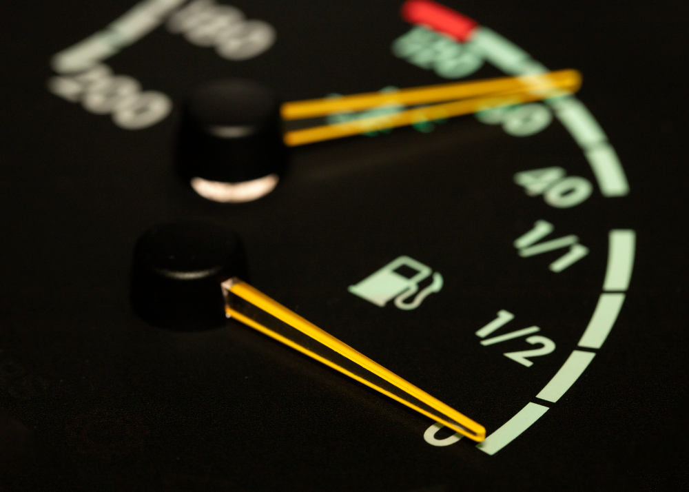 rumus percepatan: close up fuel level gauge vehicle