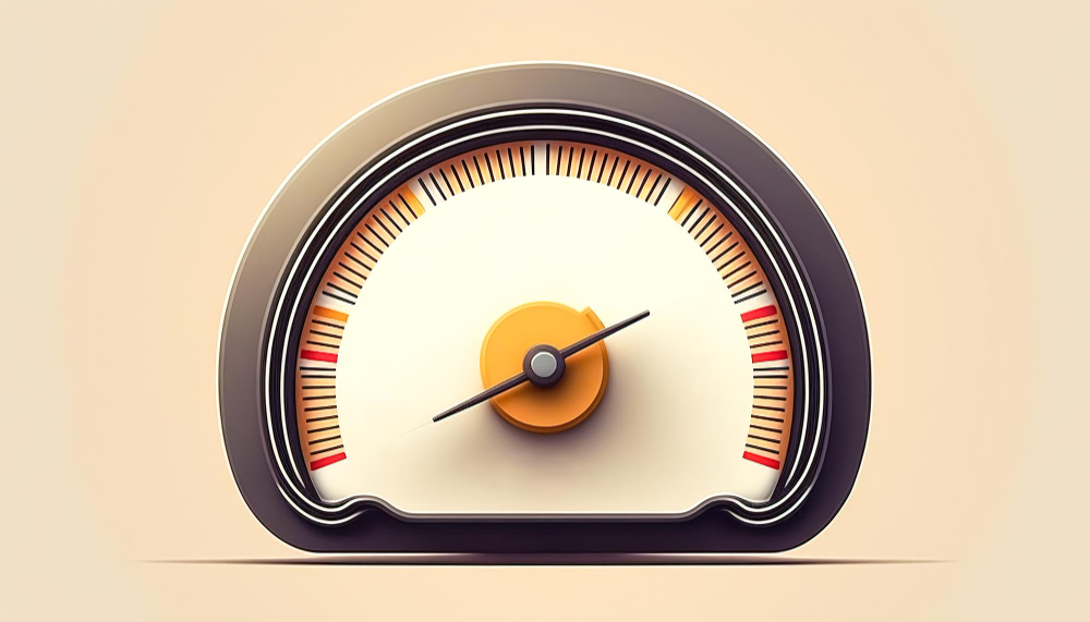rumus percepatan: colored speedometer icon indicating speed generative ai